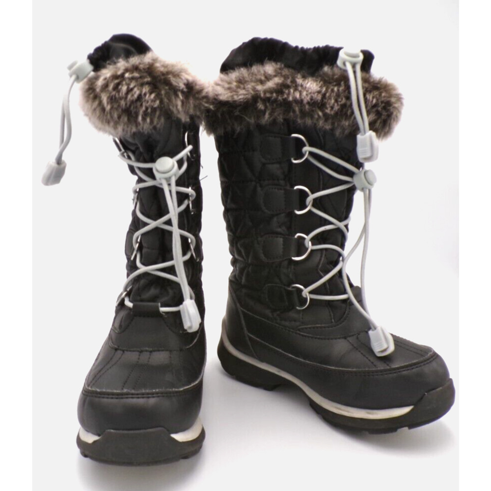 Lands’ End Quilted Snow Winter Tall Boots Sherpa Lined - Size Girls 11